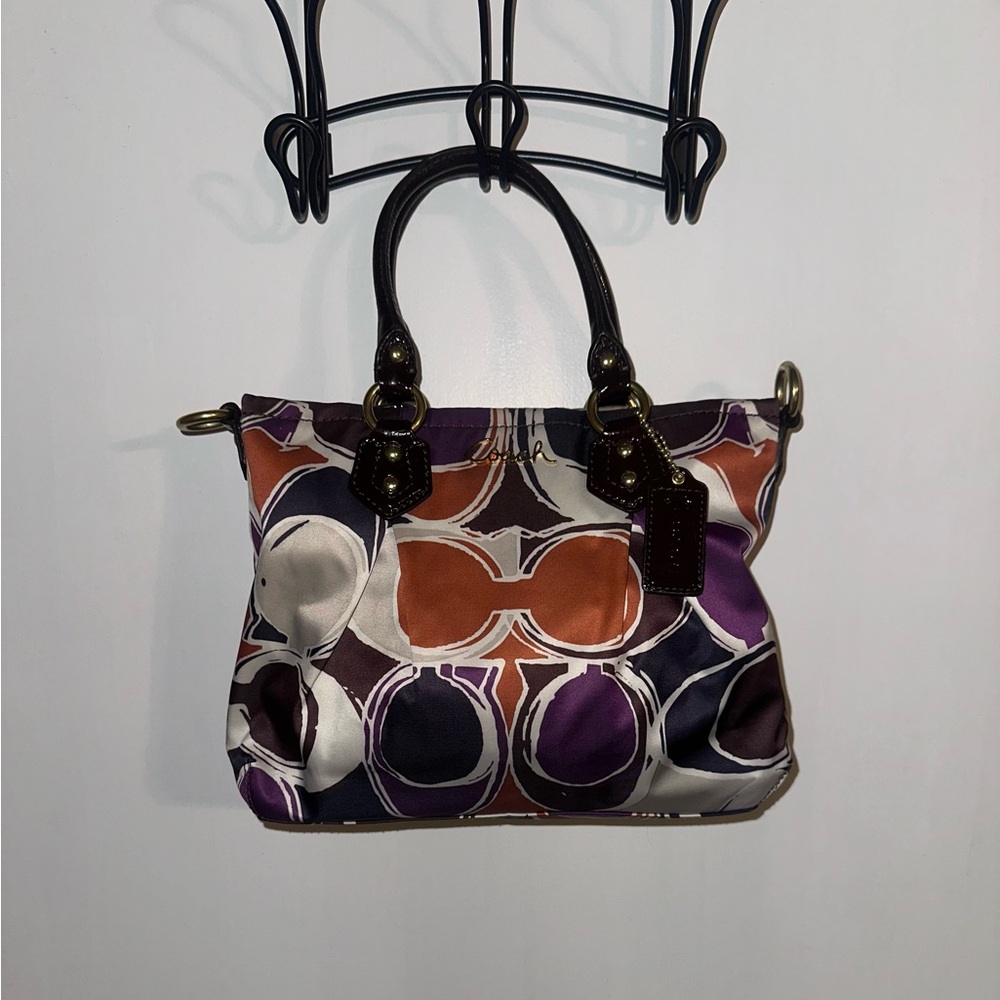 Coach Multicolor Shoulder Bag with Orange and Purple Accents